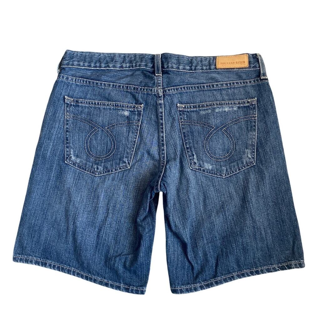 Big Star Distressed Denim Bermuda Shorts Size 29 Medium Wash Jean Jorts